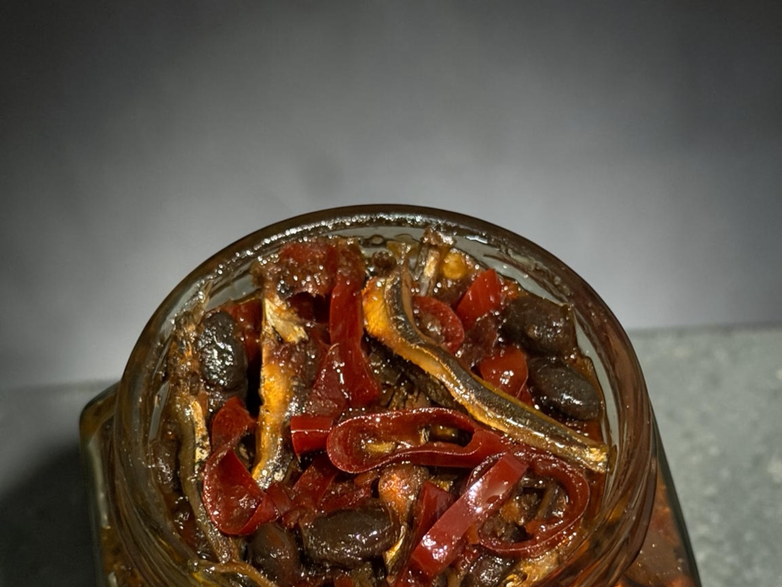 紅辣椒與小魚乾食材近拍